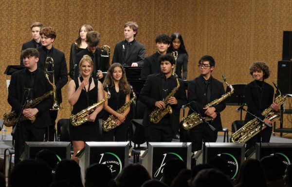 Members of Jazz Orchestra take a bow following their performance at the winter concert. 