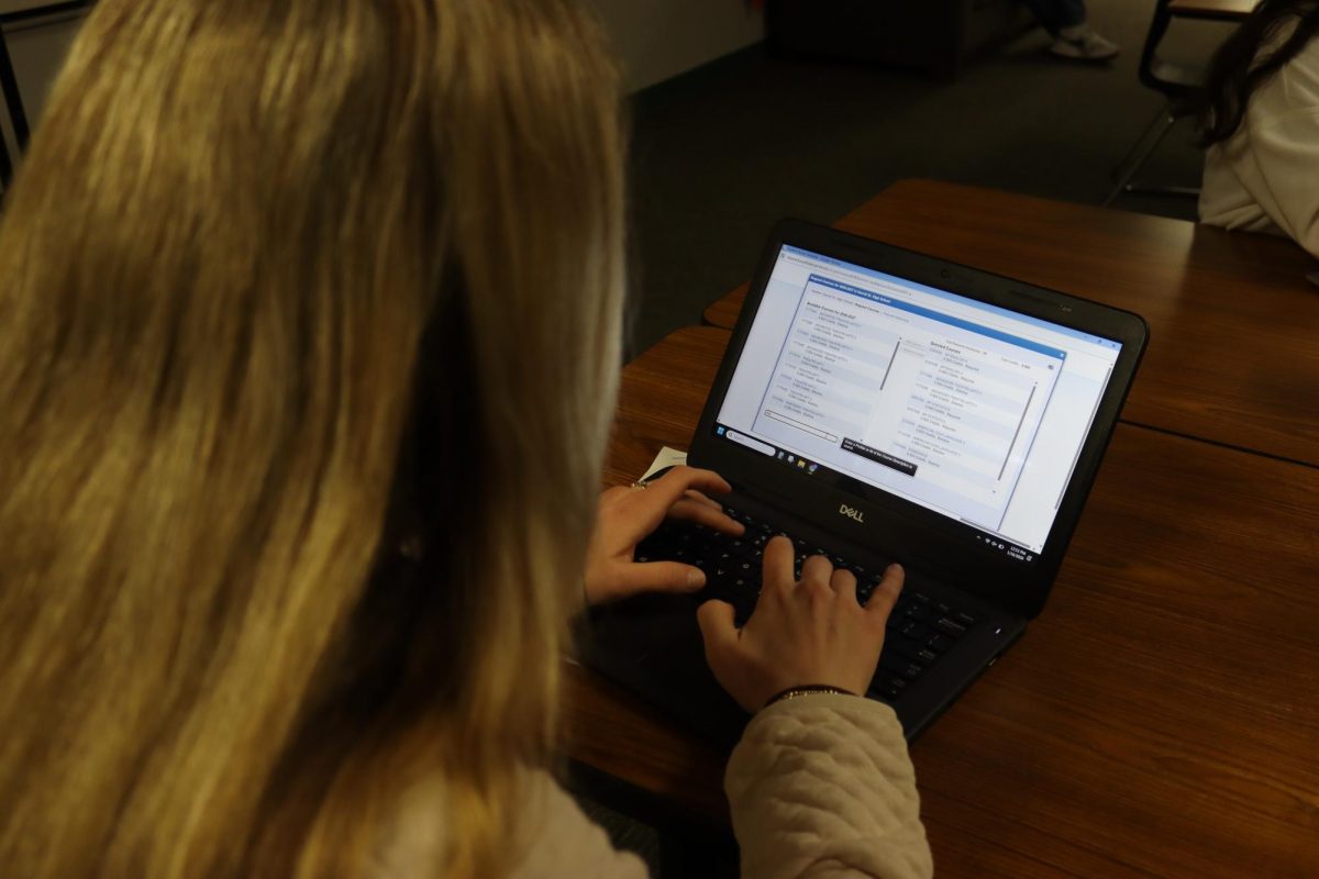 Junior Heather Taber begins the course selection process through Skyward. 